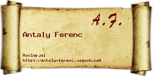 Antaly Ferenc névjegykártya
